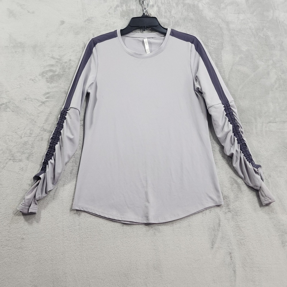 Fabletics Top Womens S Gray Cashel Ruched Adjustable‎ Long Sleeve Yoga Workout